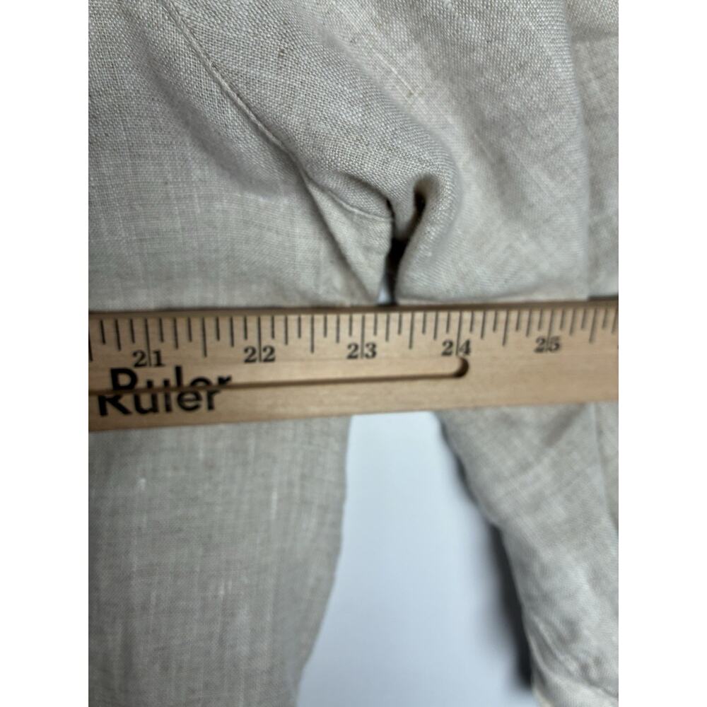 John Mark L Oatmeal 100% Linen Tie Front Button Shirt Coastal Grandmother Boho - Picture 5 of 6